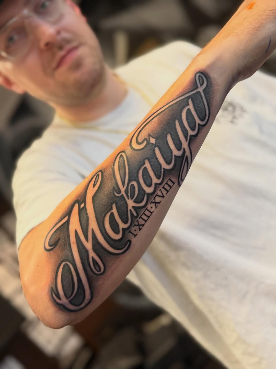 Tattoo by @bbz.ink β lettering_script, black_and_grey
