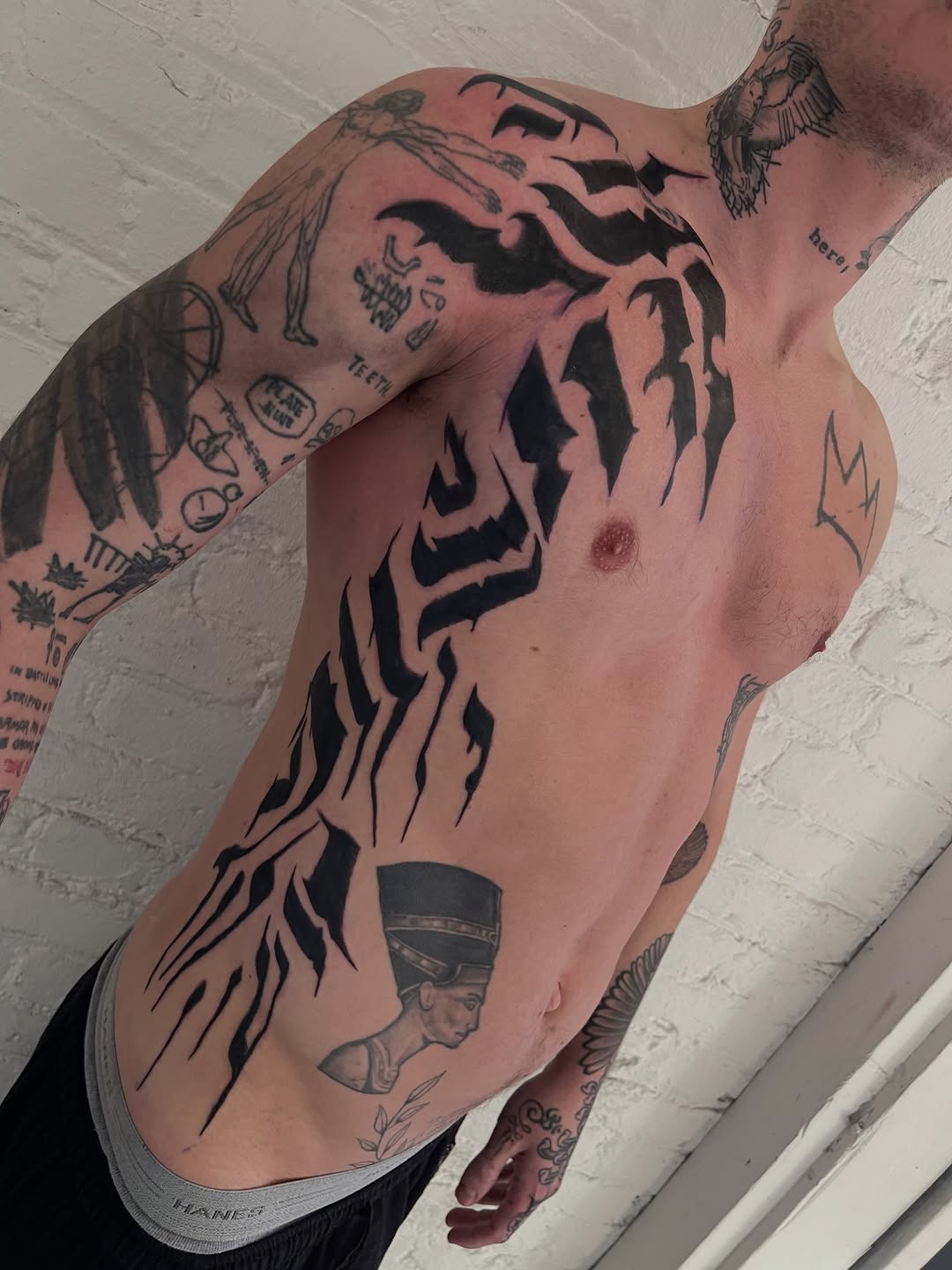 Tattoo by @corylarge — blackwork, black_and_grey