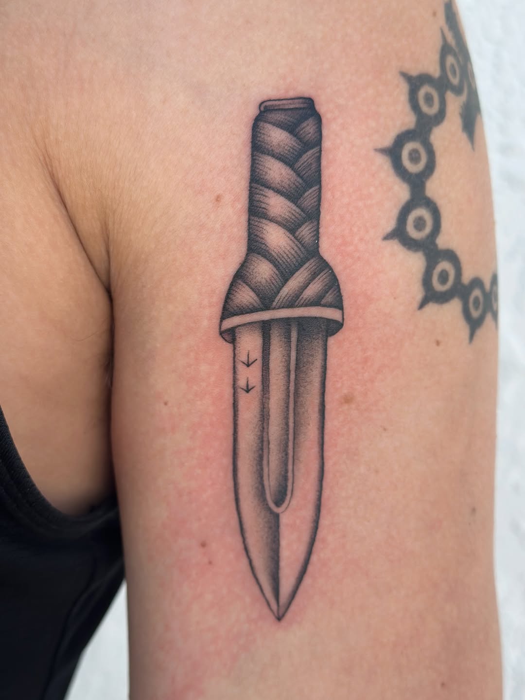 Tattoo by @jaredsharp.ink — black_and_grey, chicano
