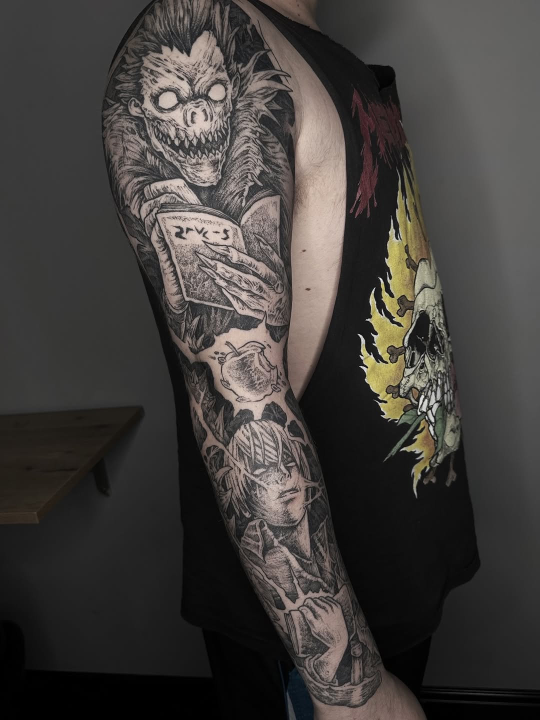 Tattoo by @panyvinoo โ anime, black_and_grey