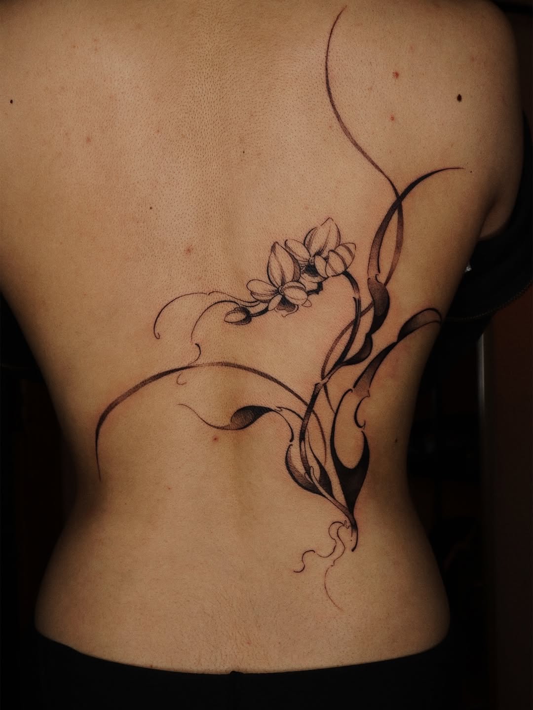 Tattoo by @maid.of.flowers — fine_line, black_and_grey