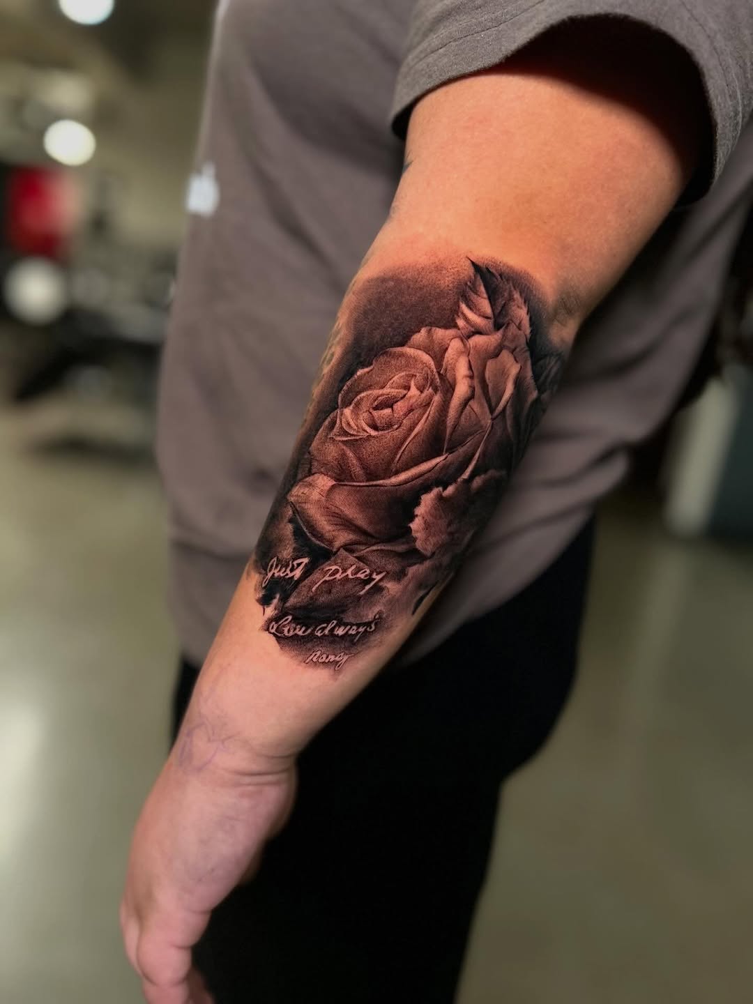 Tattoo by @ink.qing_ — realism, lettering_script