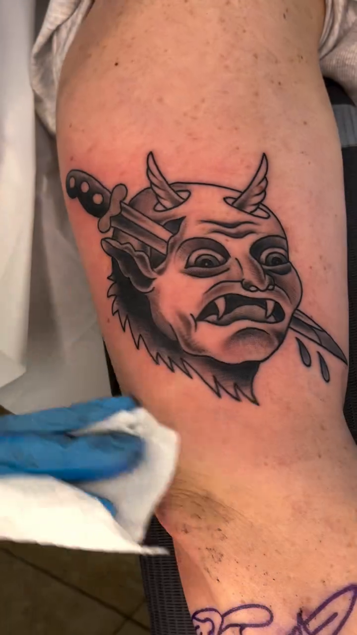 Tattoo by @chrischapmantattoo — illustrative, black_and_grey