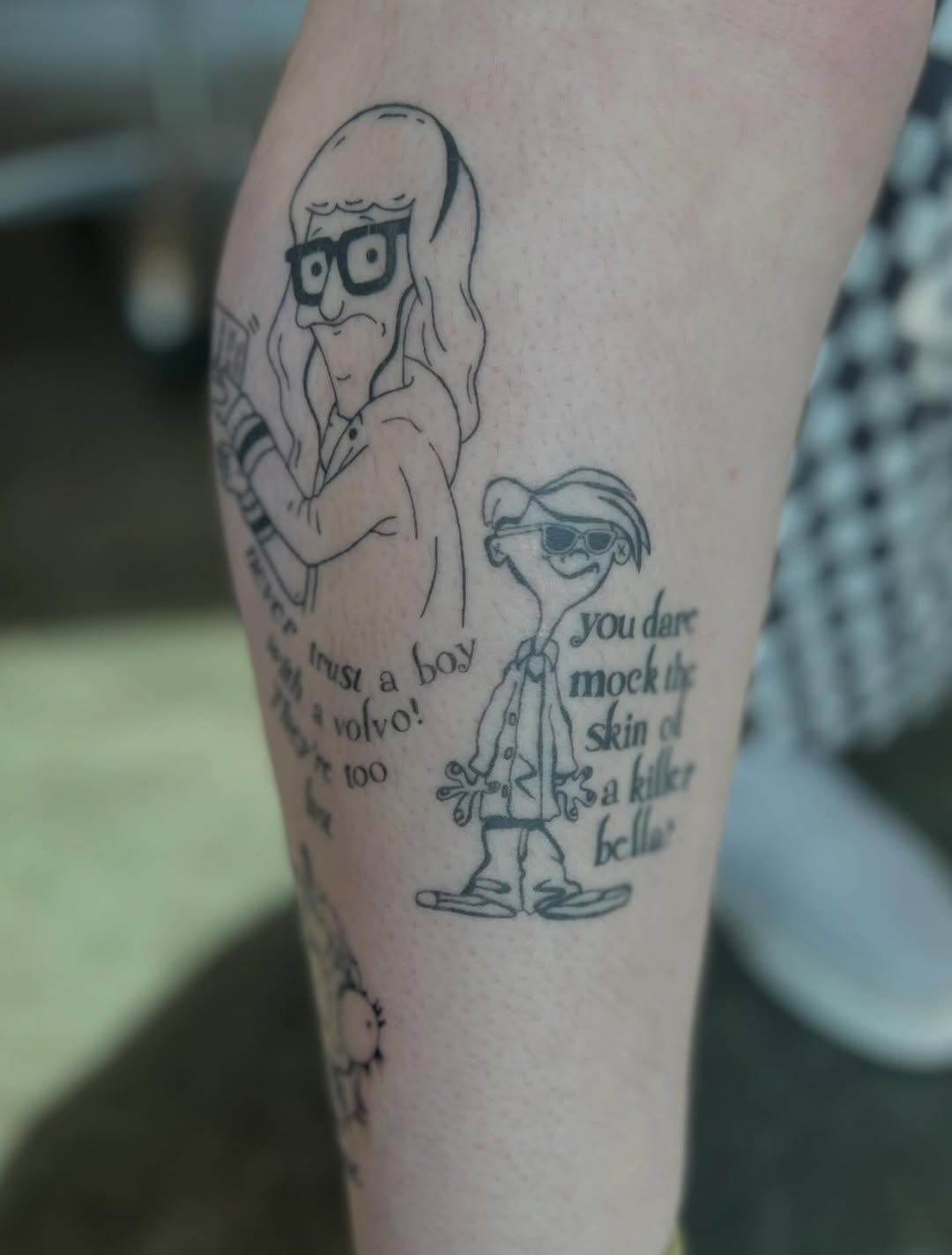 Tattoo by @tattsbykat_ — illustrative, lettering_script