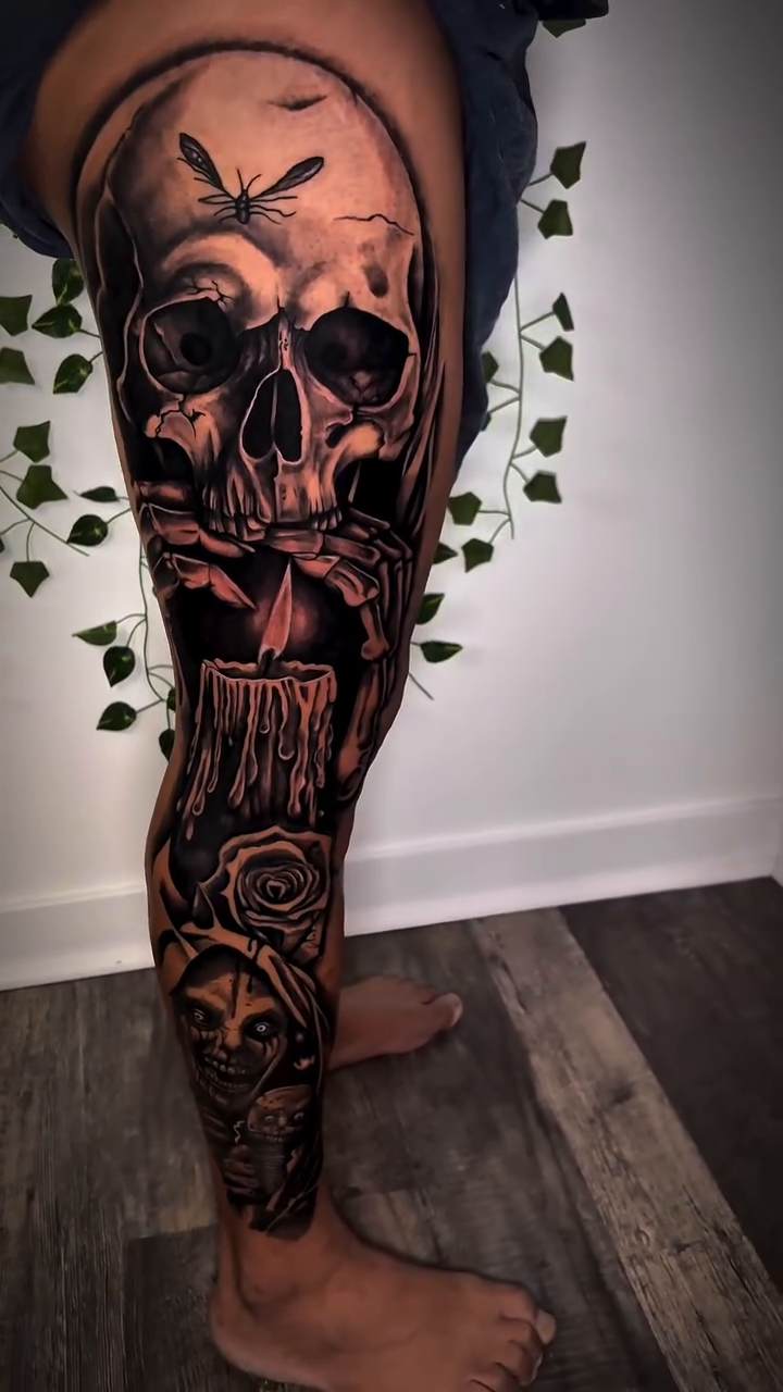 Tattoo by @echevarriatattoo — dark_realism, black_and_grey