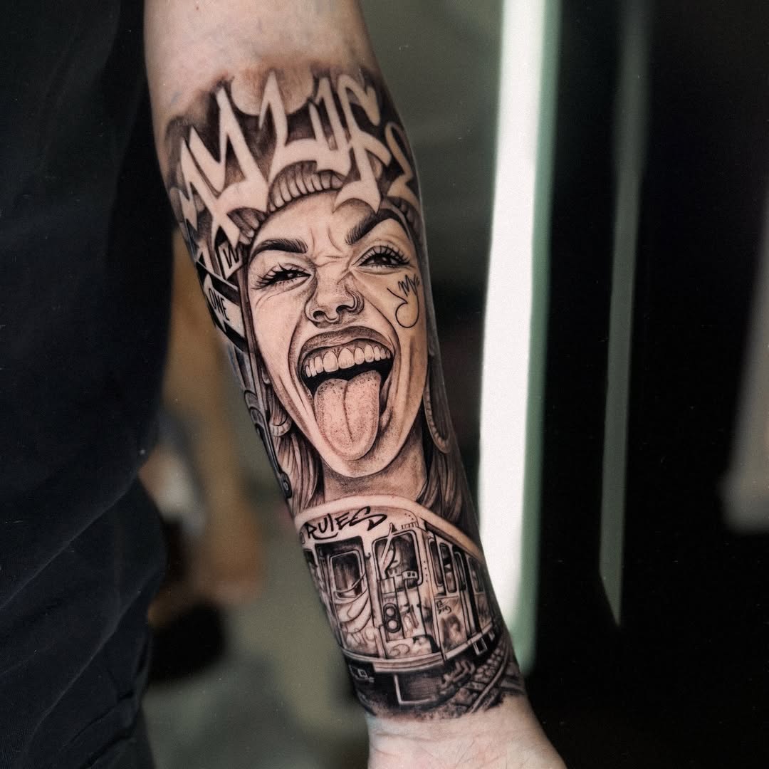 Tattoo by @melii.tatt — realism, black_and_grey