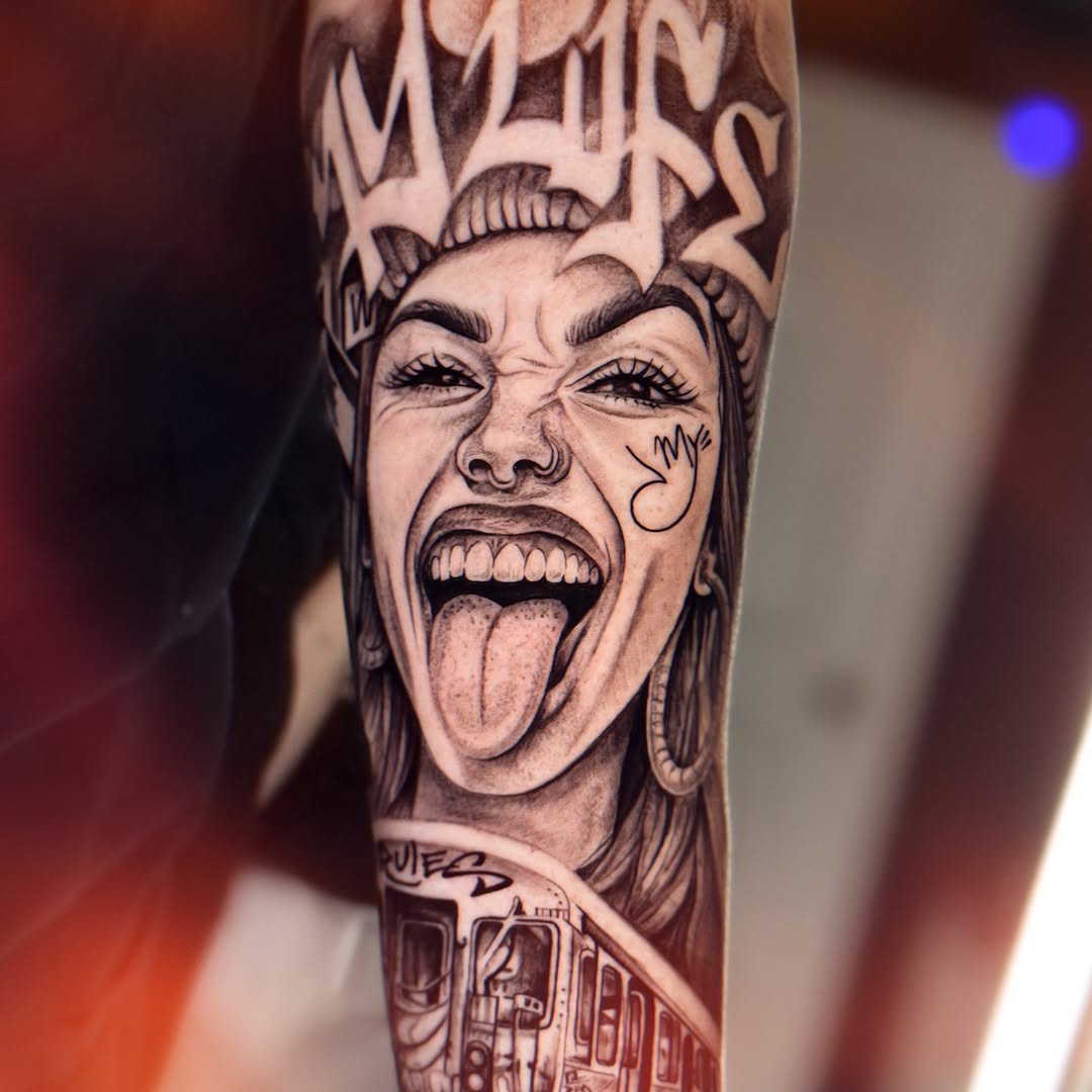 Tattoo by @melii.tatt — realism, black_and_grey