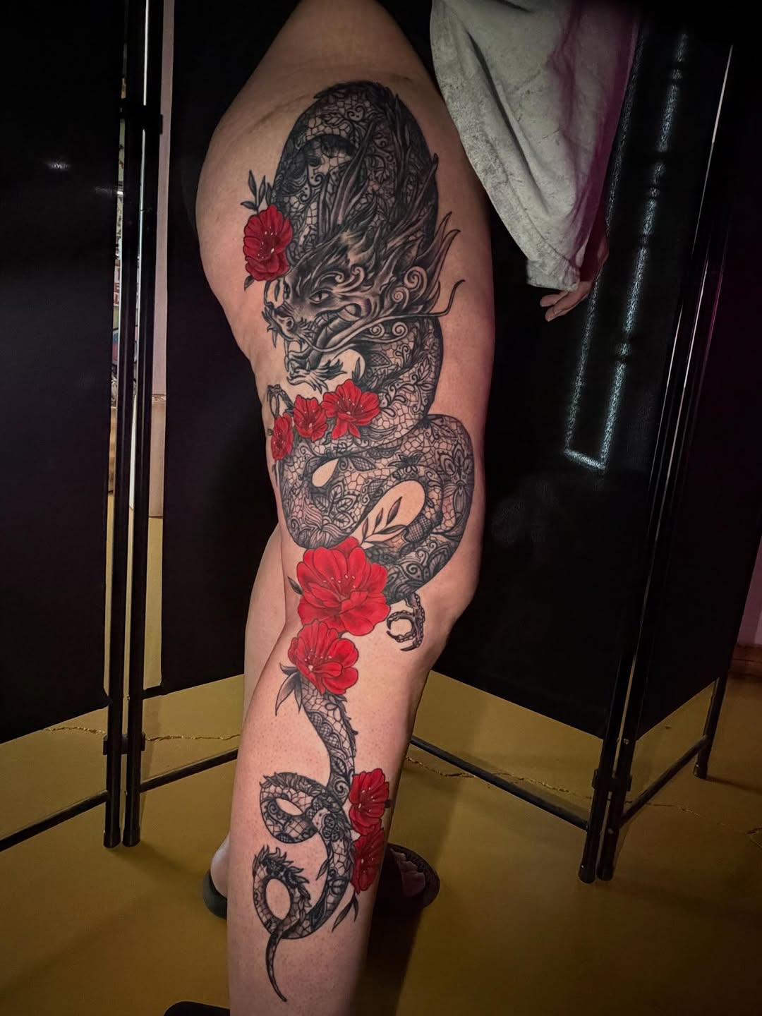 Tattoo by @tattoos.by.deana โ japanese_irezumi, black_and_grey
