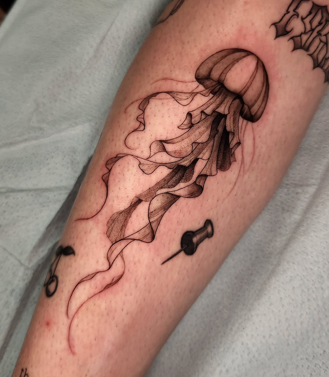 Tattoo by @stone_man720 — black_and_grey, fine_line