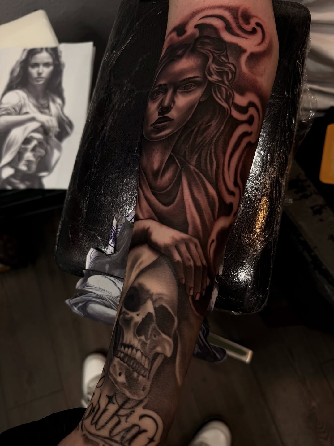 Tattoo by @the.ave.tatt2s โ realism, black_and_grey