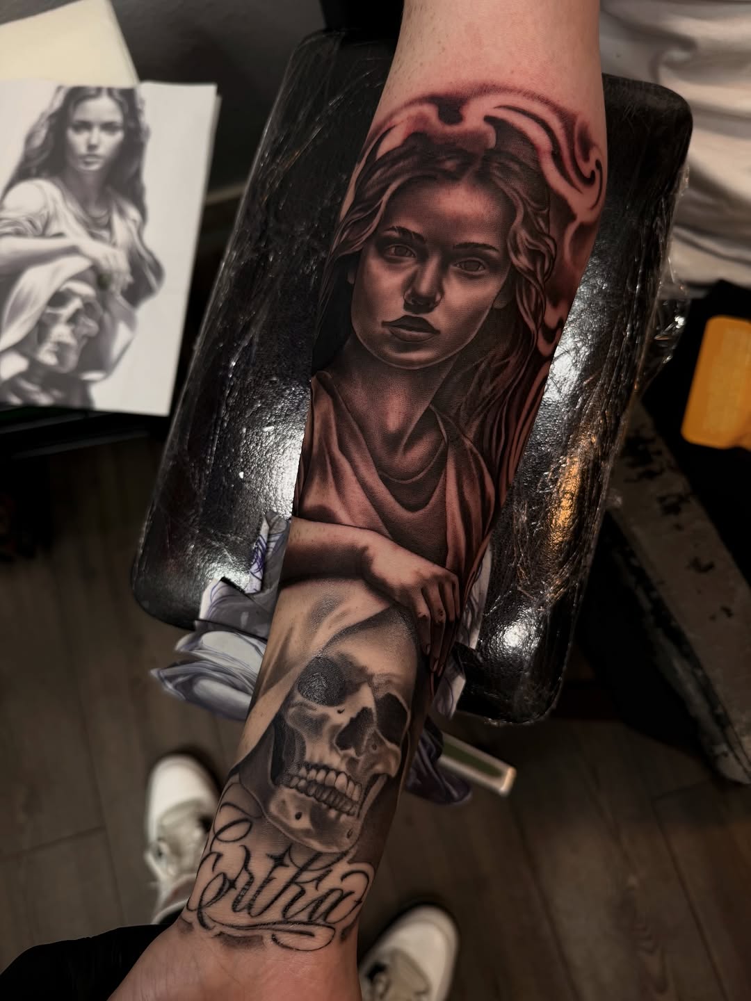 Tattoo by @the.ave.tatt2s โ realism, black_and_grey