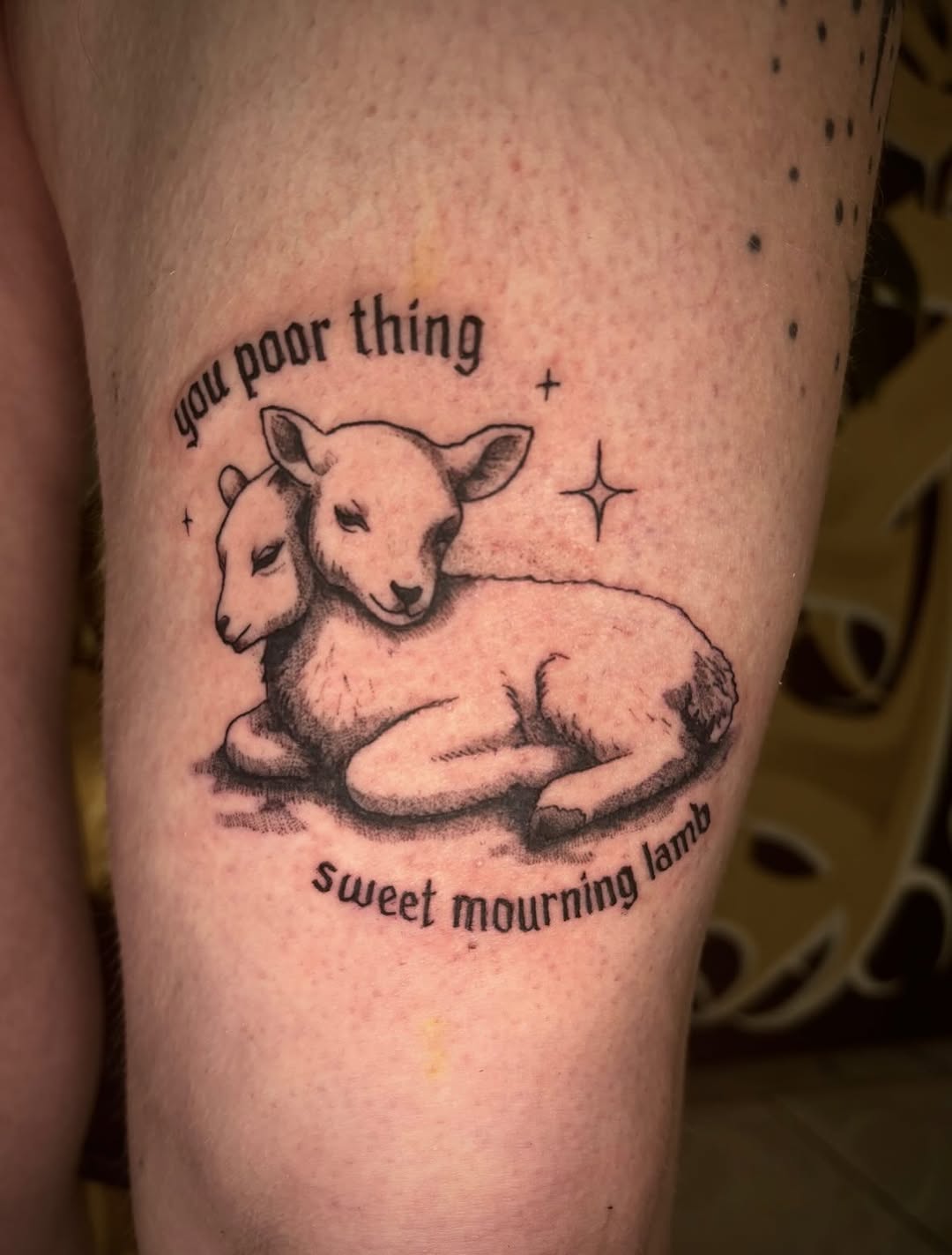 Tattoo by @cryptid.tattoo — black_and_grey, lettering_script