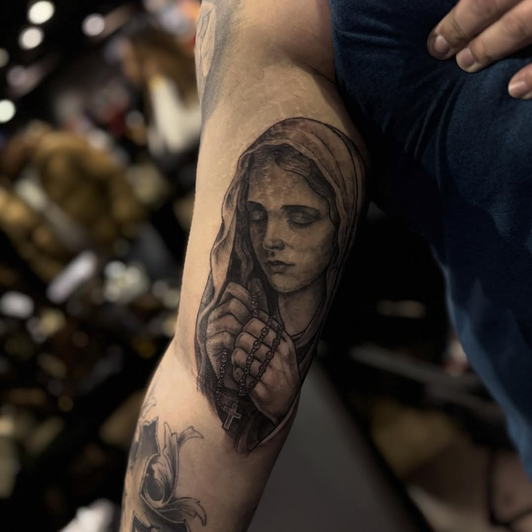 Tattoo by @brknsocialclub — black_and_grey, realism