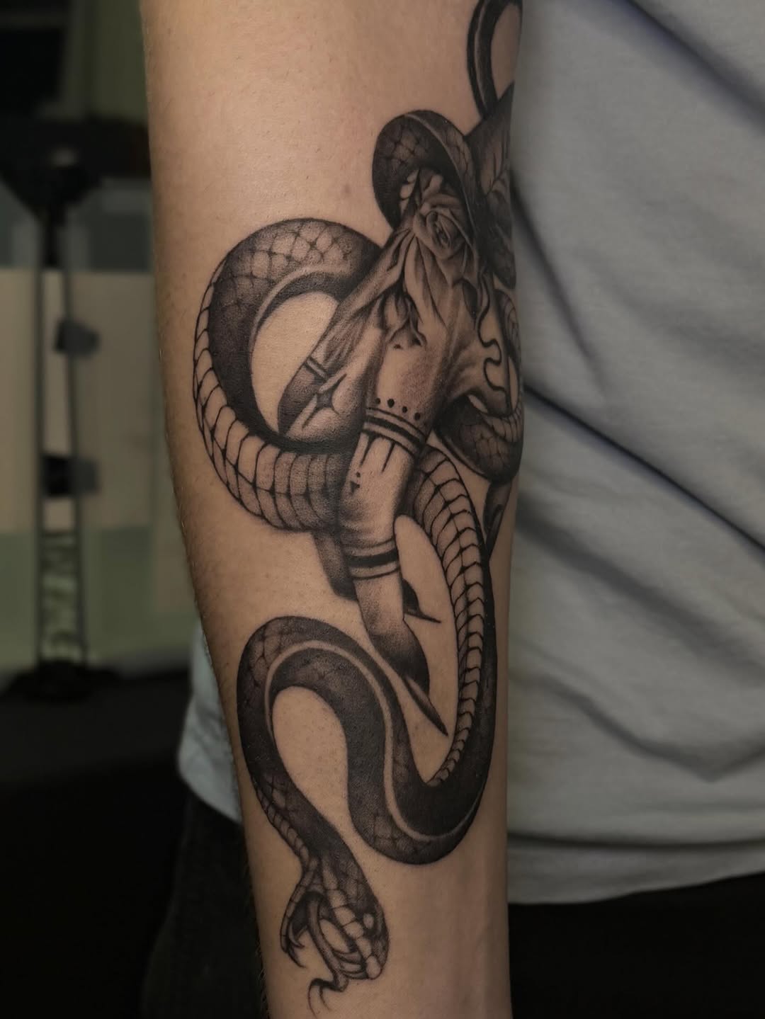 Tattoo by @brknsocialclub — black_and_grey, realism