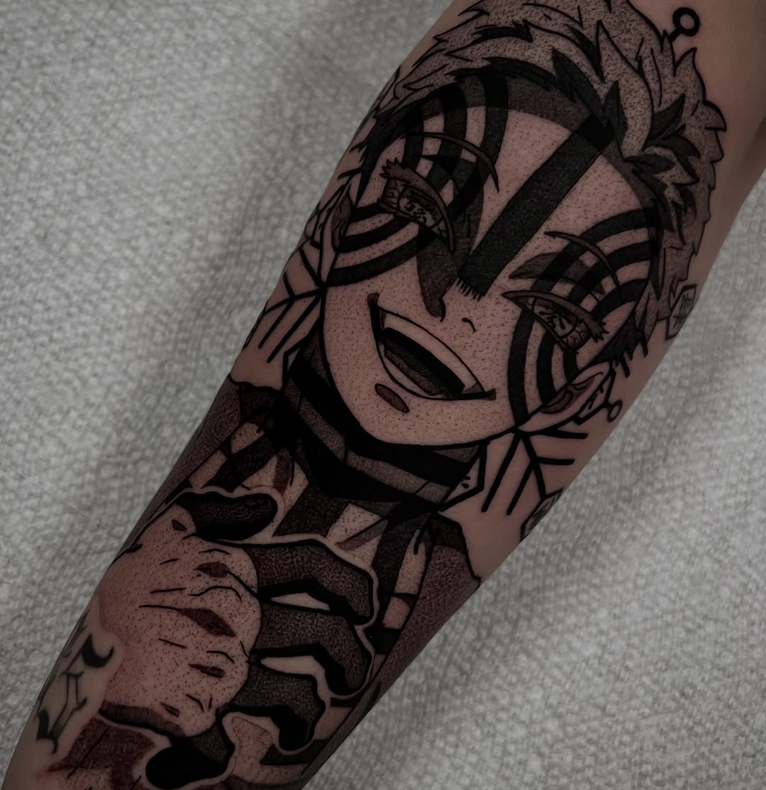 Tattoo by @bingtattoos — anime, black_and_grey