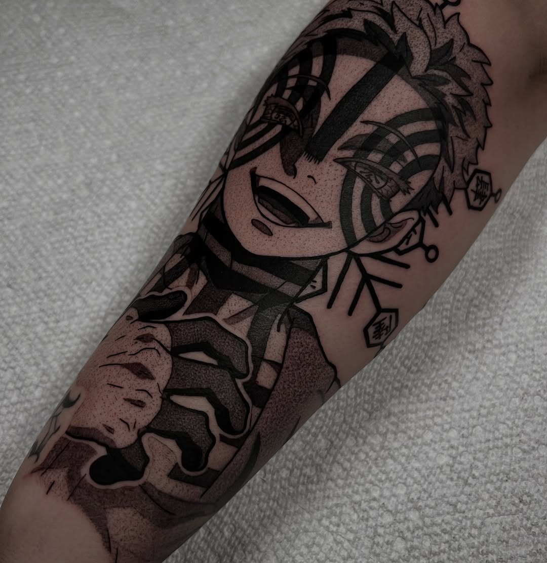 Tattoo by @bingtattoos — anime, black_and_grey