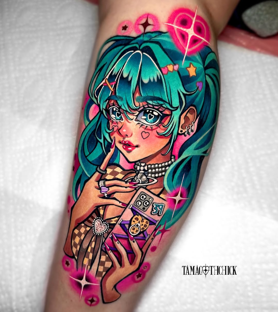Tattoo by @tamagothchick β new_school, anime
