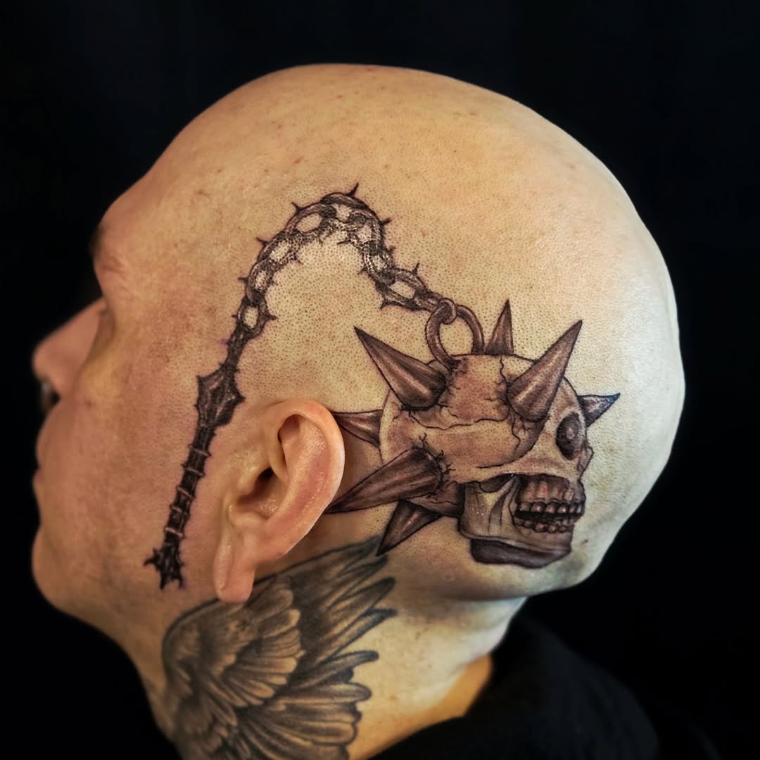 Tattoo by @americana_renegade — dark_realism, black_and_grey