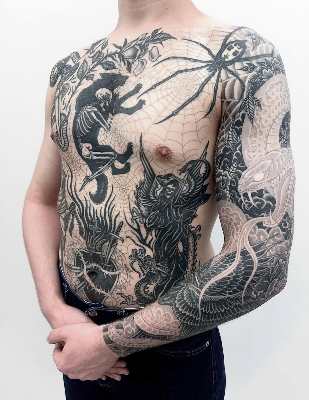 Tattoo by @jaybreentattooer — black_and_grey, japanese_irezumi