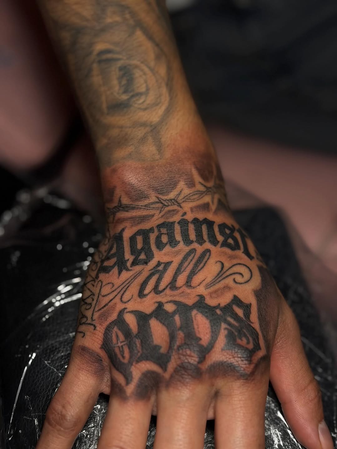 Tattoo by @inked.by.laynee — lettering_script, black_and_grey
