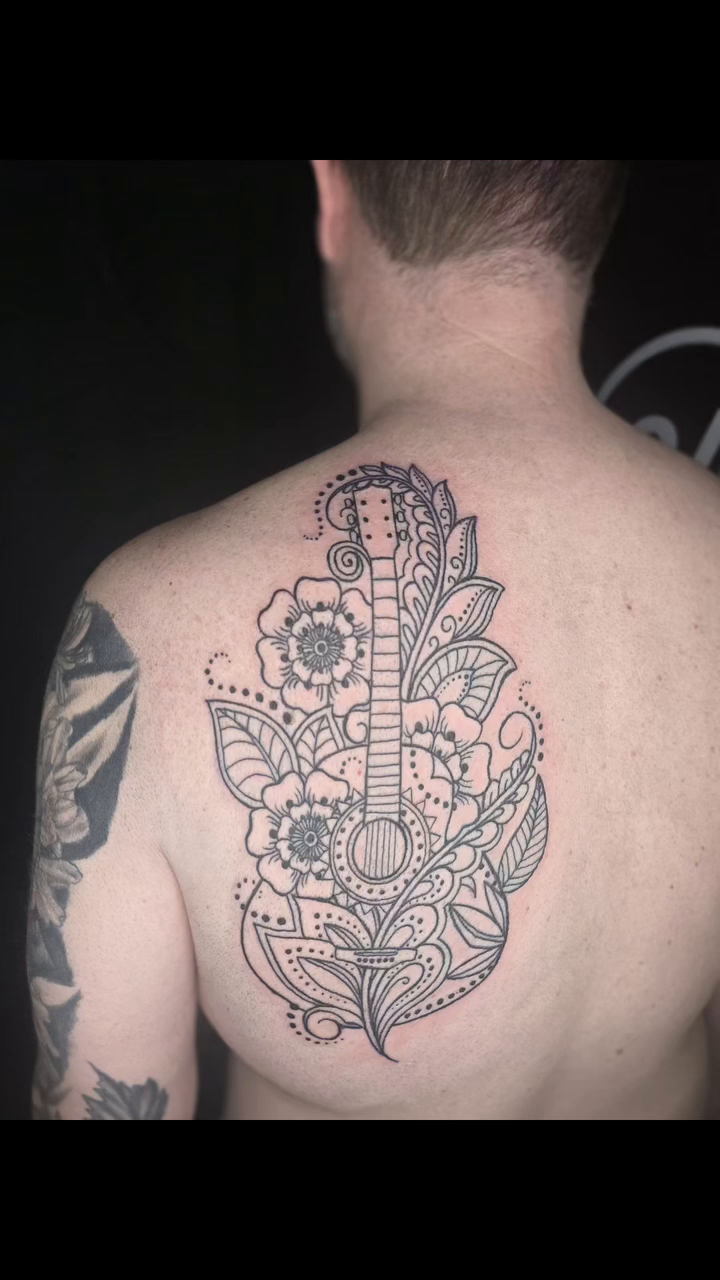Tattoo by @karencaintattoos — illustrative, ornamental