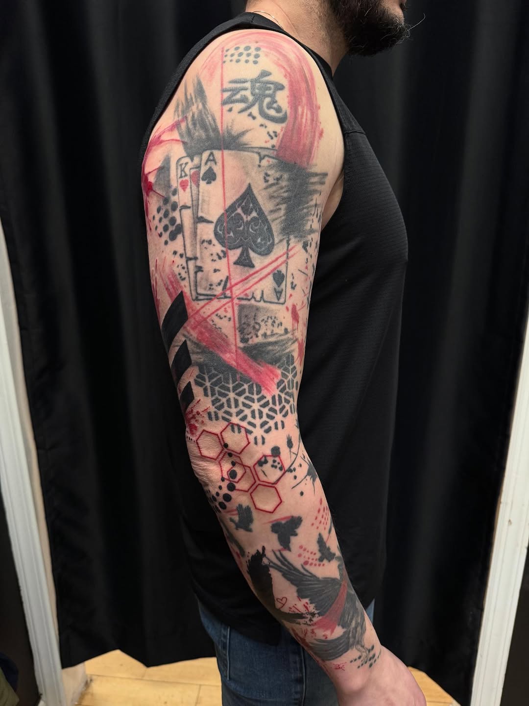 Tattoo by @panda13tattoos — illustrative, blackwork