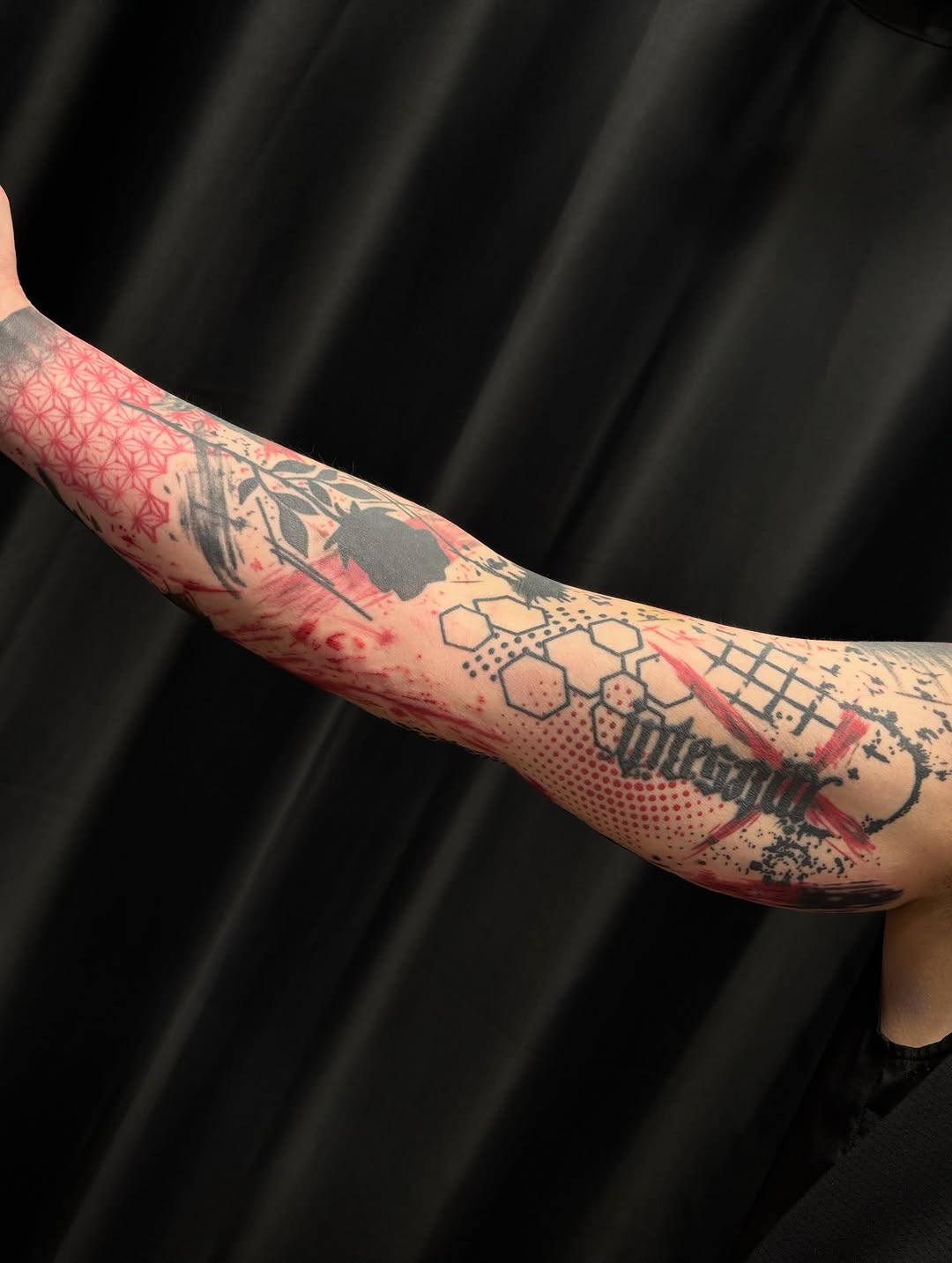 Tattoo by @panda13tattoos — illustrative, geometric