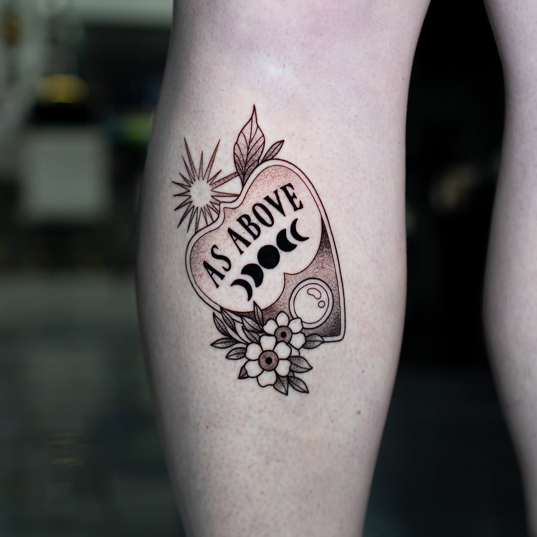 Tattoo by @inkdrunkjorden โ lettering_script, dotwork
