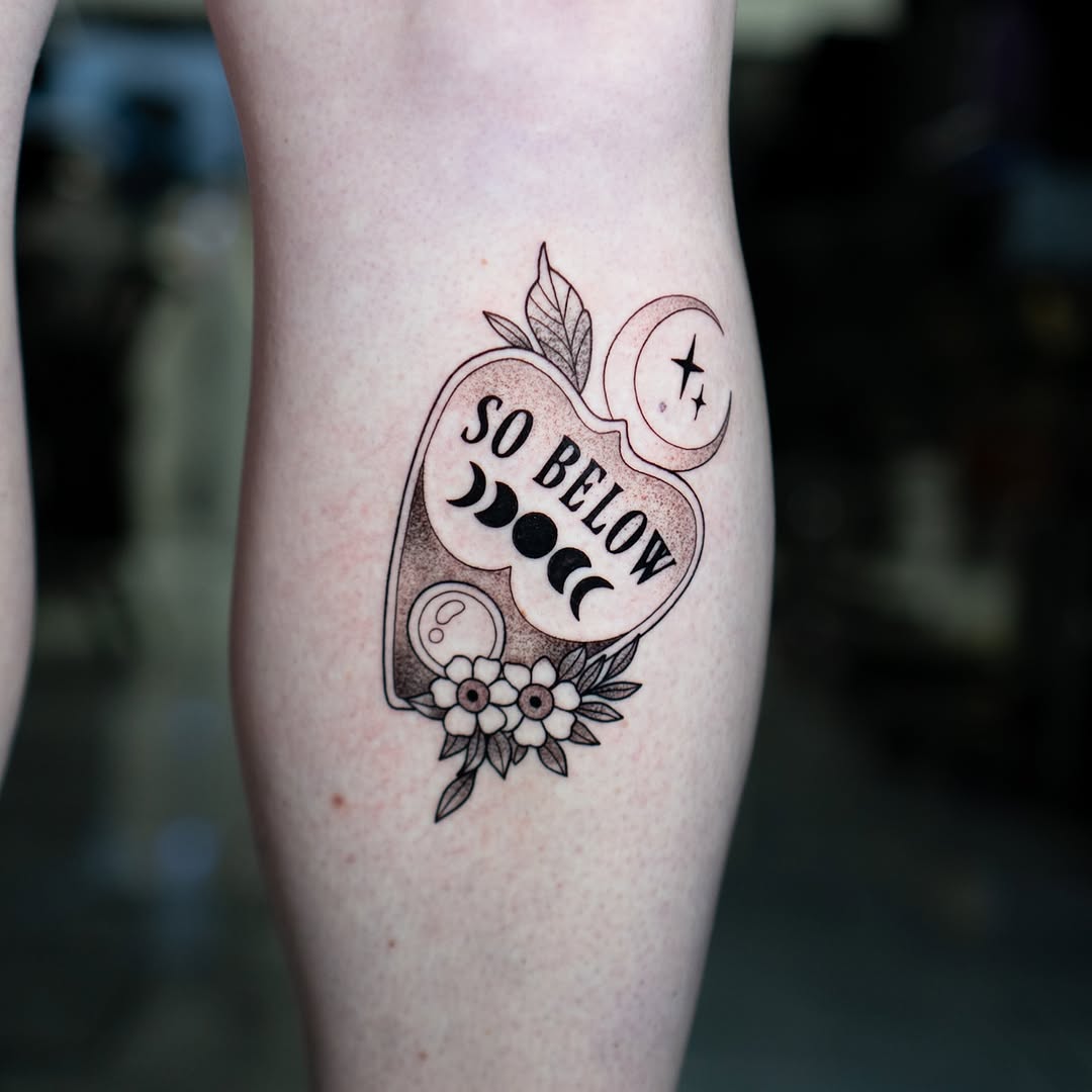 Tattoo by @inkdrunkjorden โ lettering_script, black_and_grey