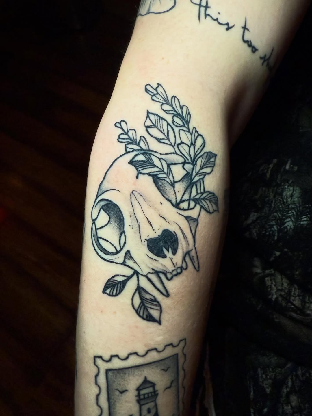 Tattoo by @emilylestrangetattoos — black_and_grey, illustrative