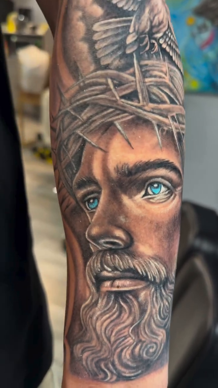 Tattoo by @sancheztapia81 β realism, black_and_grey