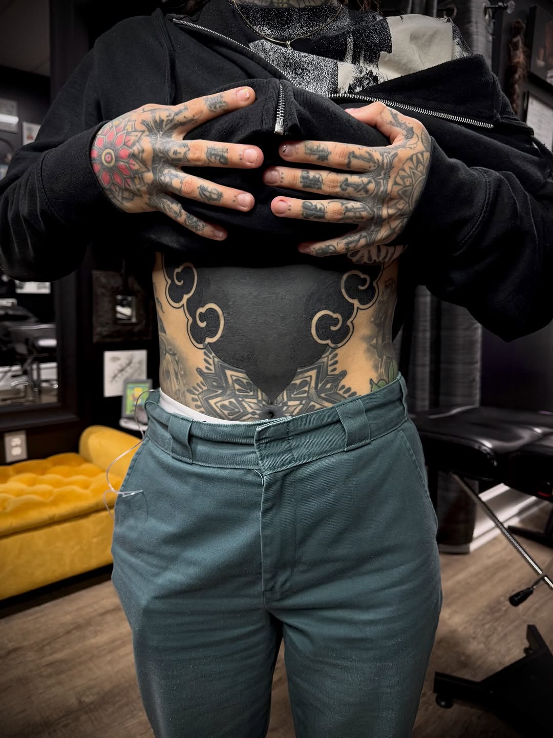 Tattoo by @blvck.trad — blackwork, geometric