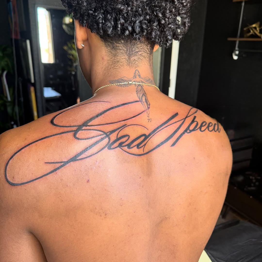 Tattoo by @mikailastattoos — lettering_script, fine_line