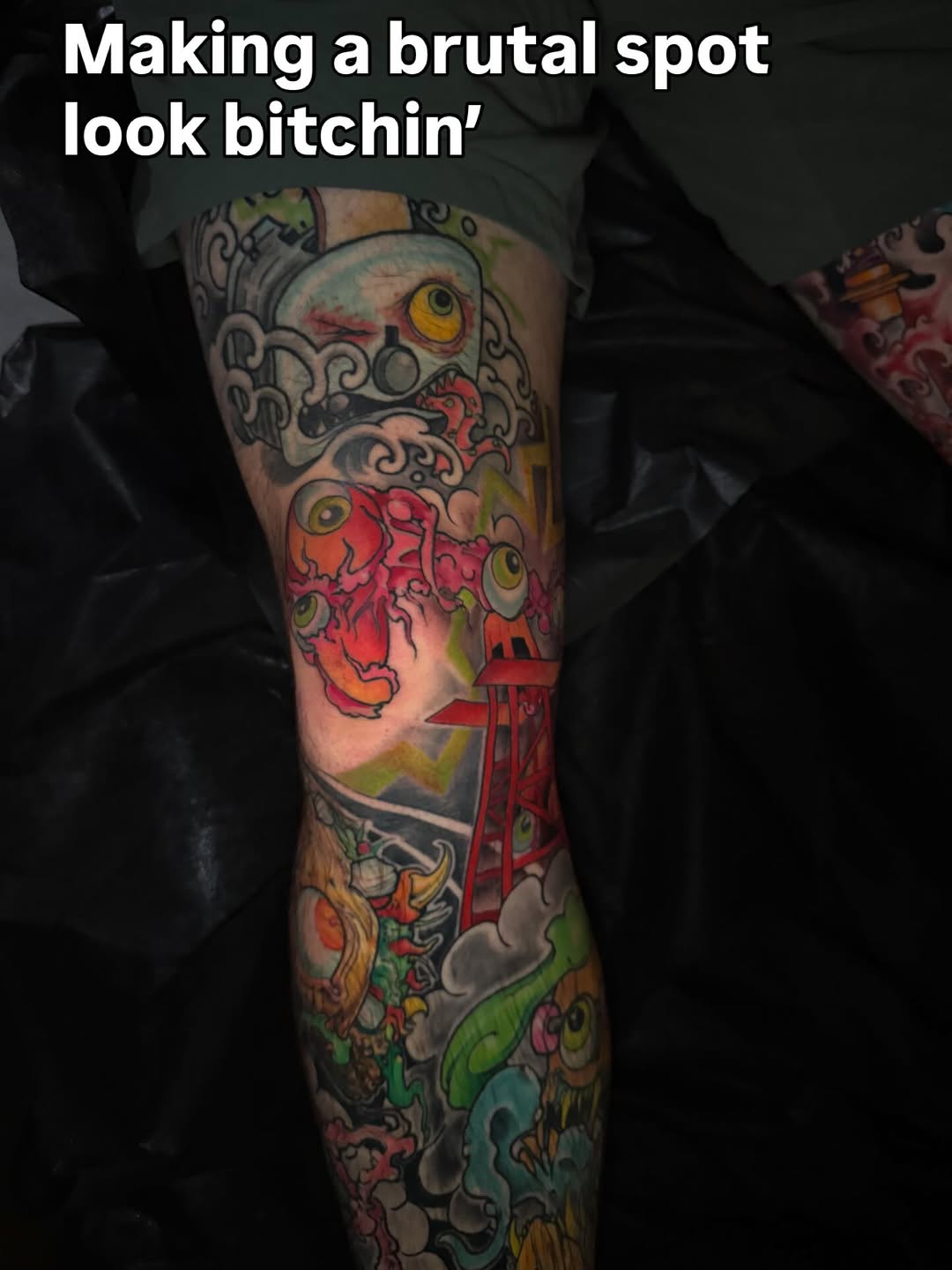 Tattoo by @ryaneugene1 — new_school, trash_polka