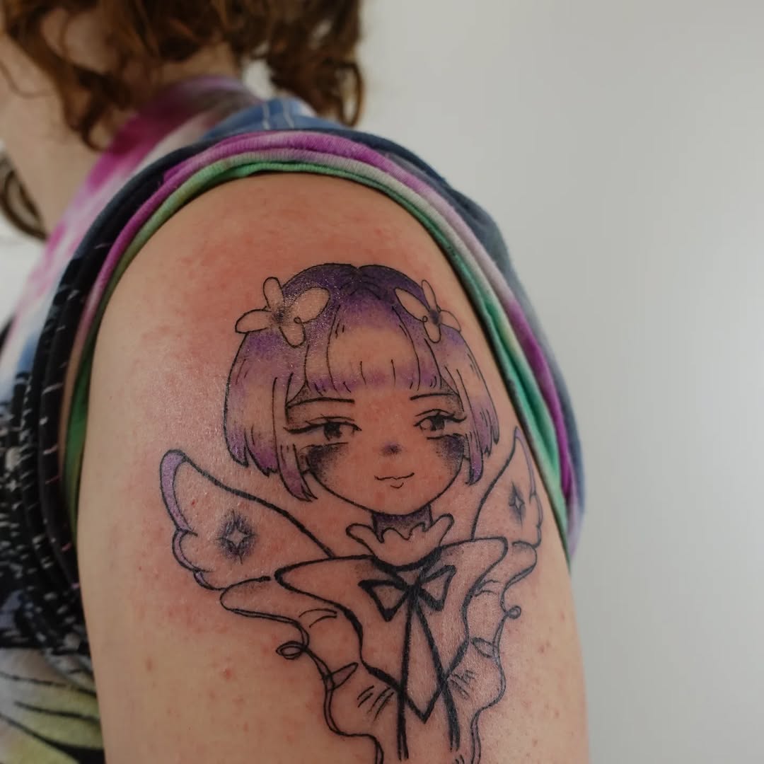 Tattoo by @marienettes_ — anime, fine_line