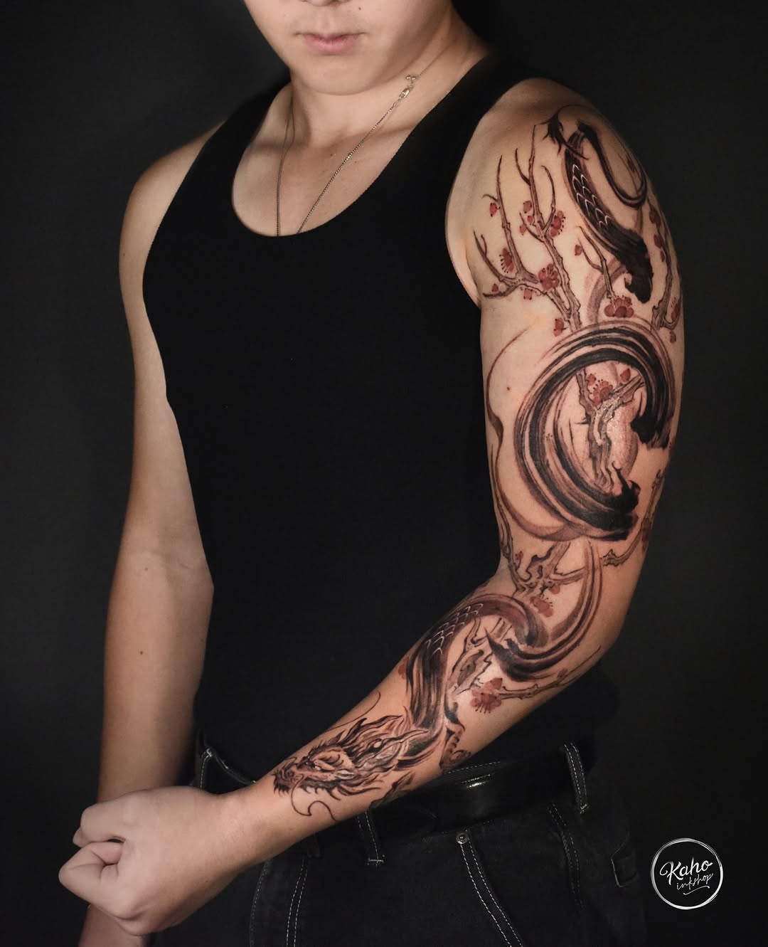 Tattoo by @kahoinkshop — japanese_irezumi, black_and_grey