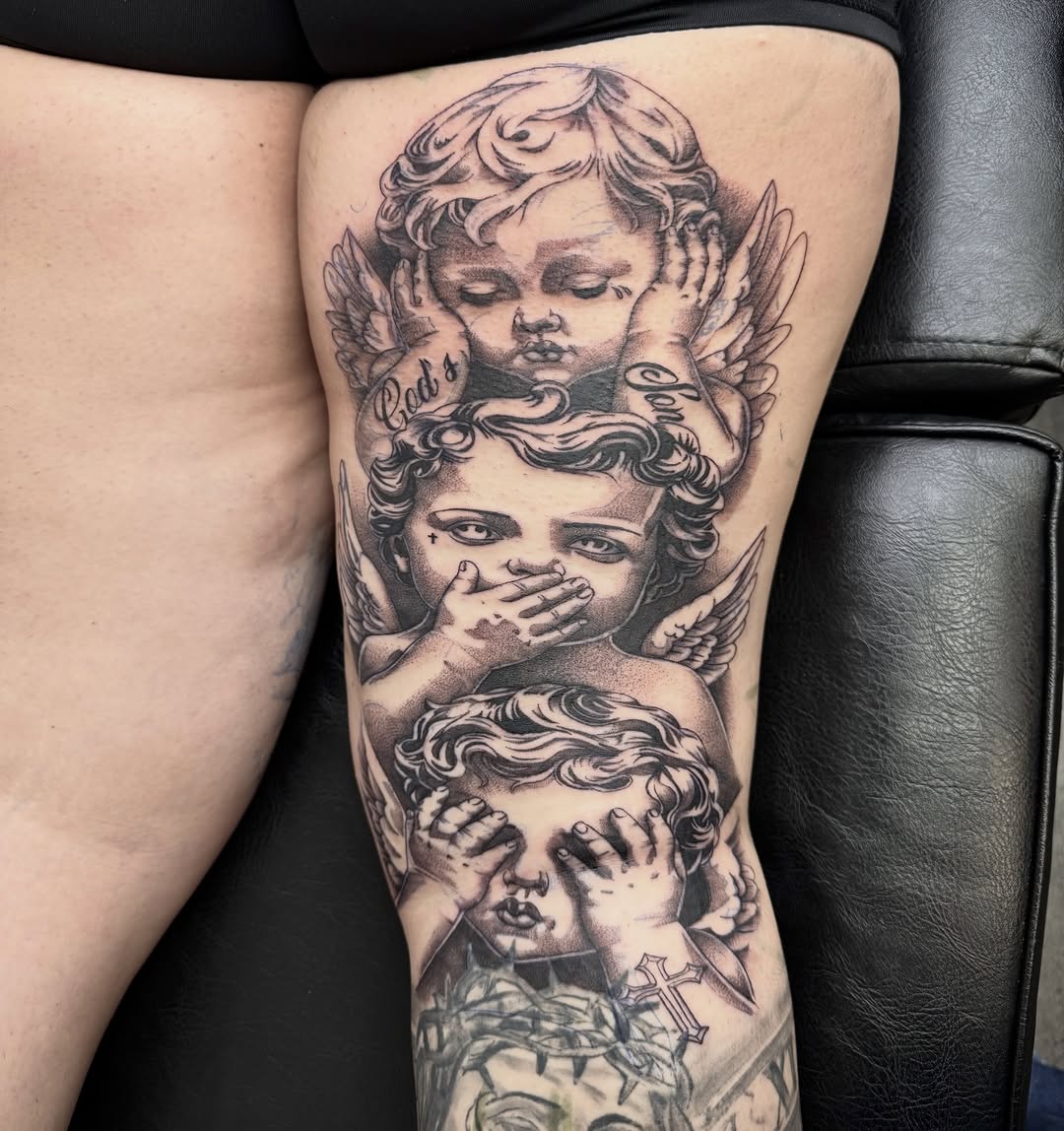 Tattoo by @jesstattooz — black_and_grey, realism