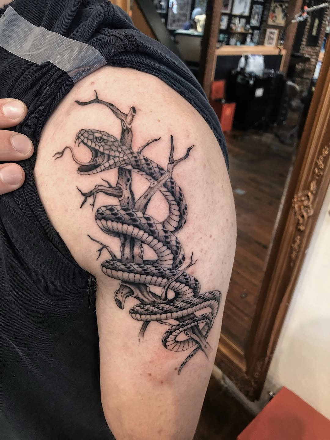 Tattoo by @mickeyycarlisle — realism, black_and_grey