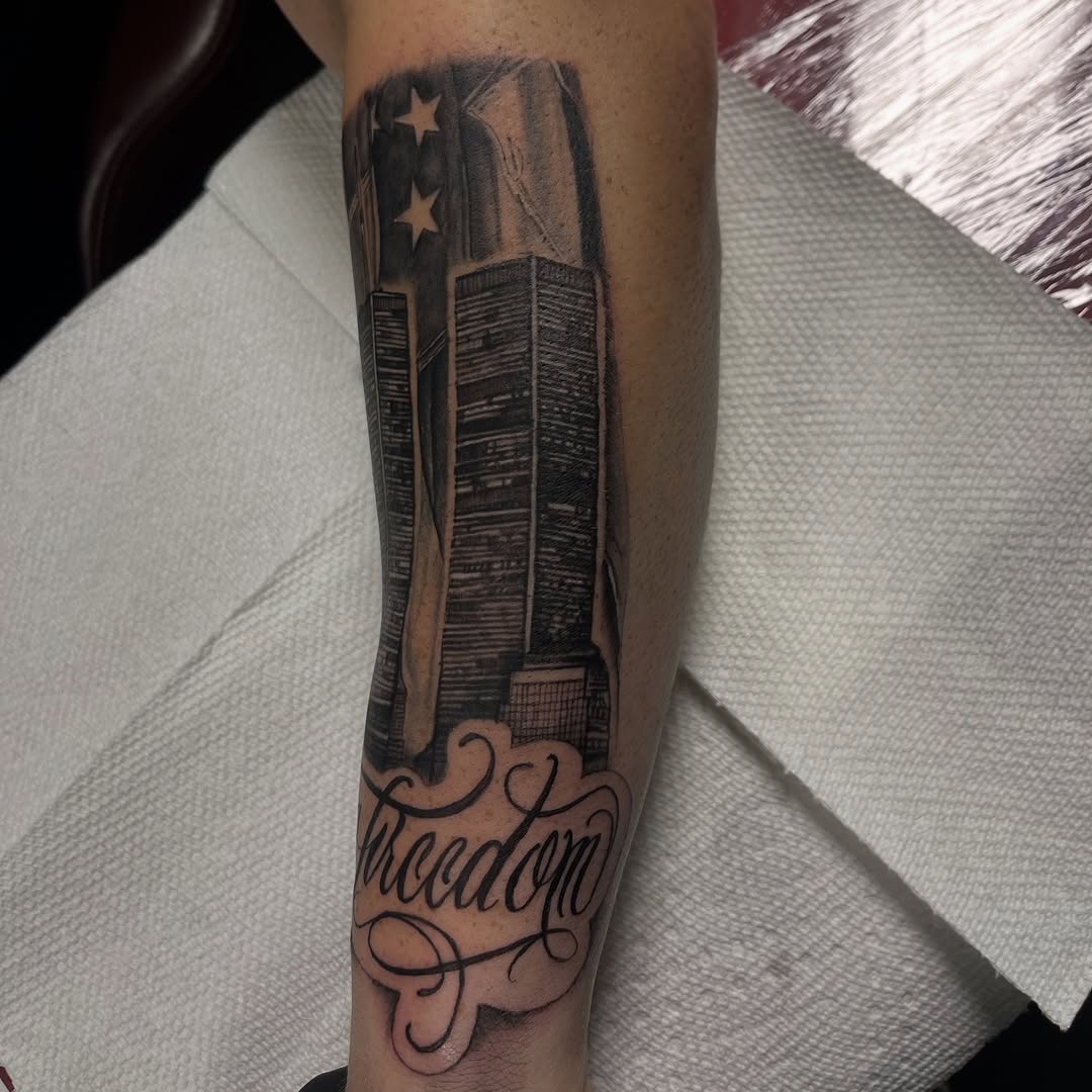 Tattoo by @tat2garrett — black_and_grey, lettering_script