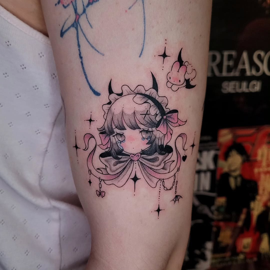 Tattoo by @oat.miilku — illustrative, anime