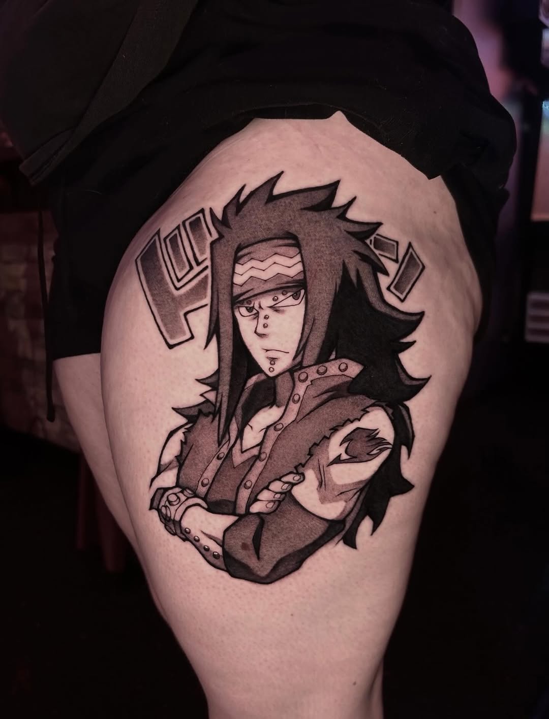 Tattoo by @petaltattoo — anime, black_and_grey