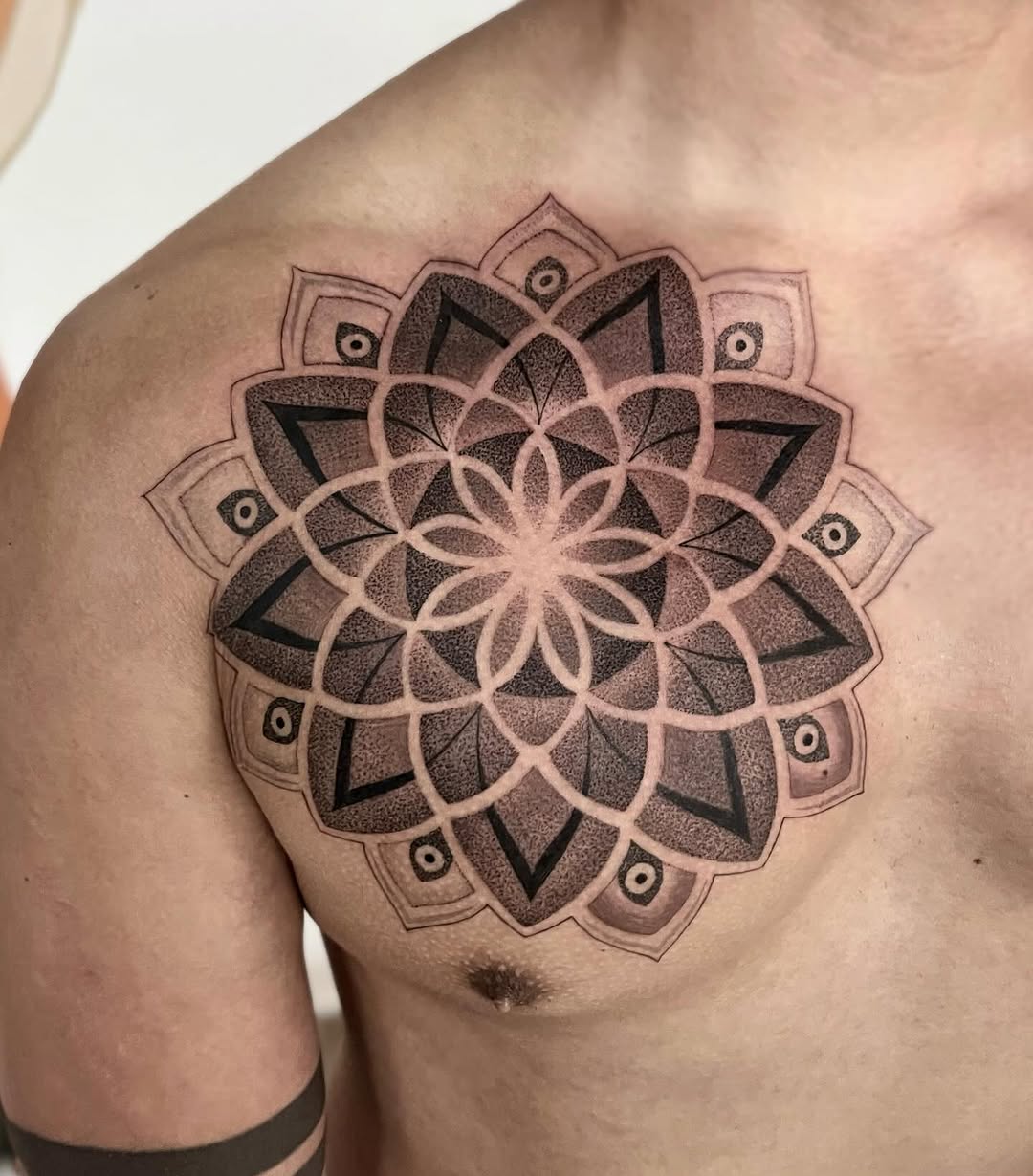 Tattoo by @rachelmillertattoos — geometric, dotwork