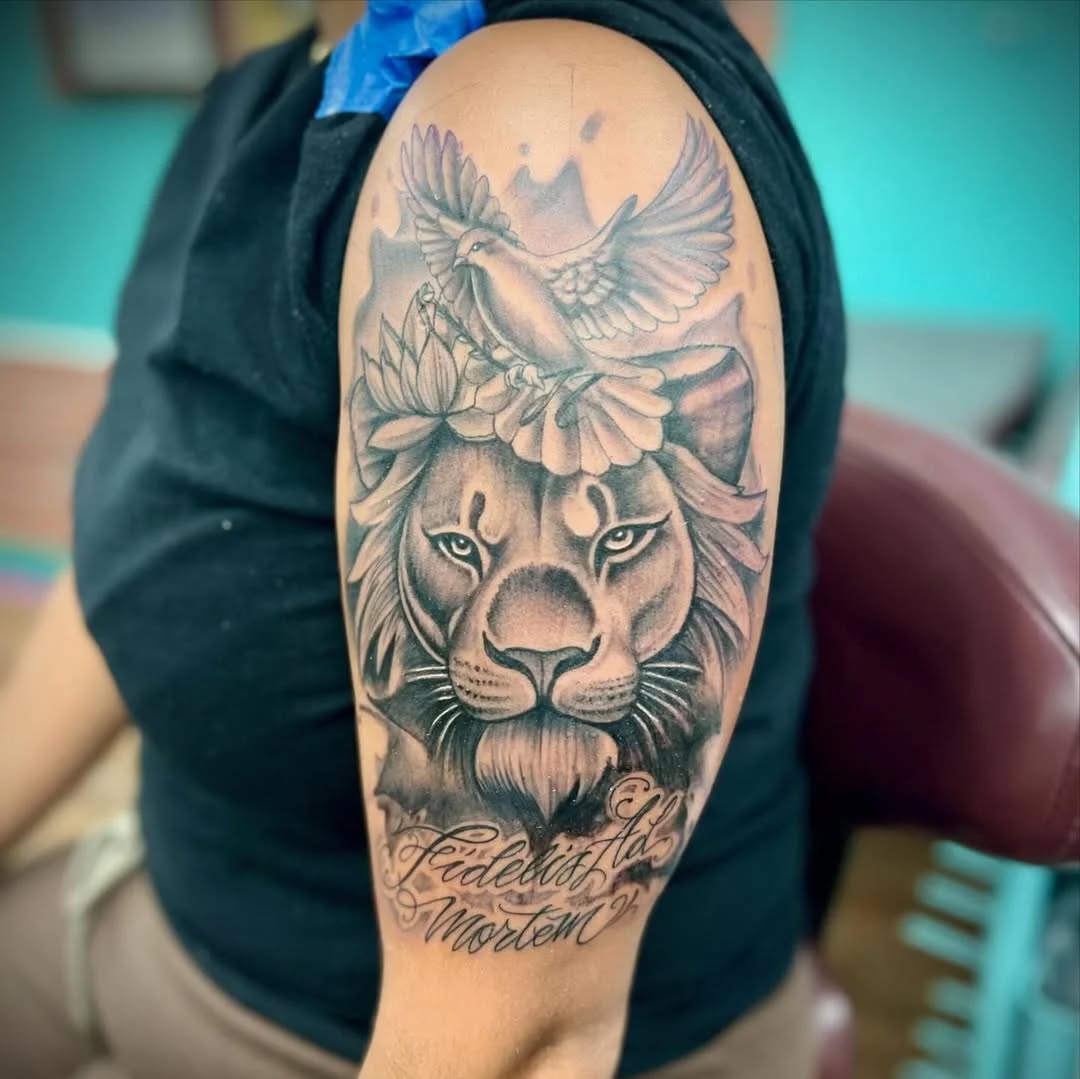 Tattoo by @wats.ongutkowski — realism, lettering_script