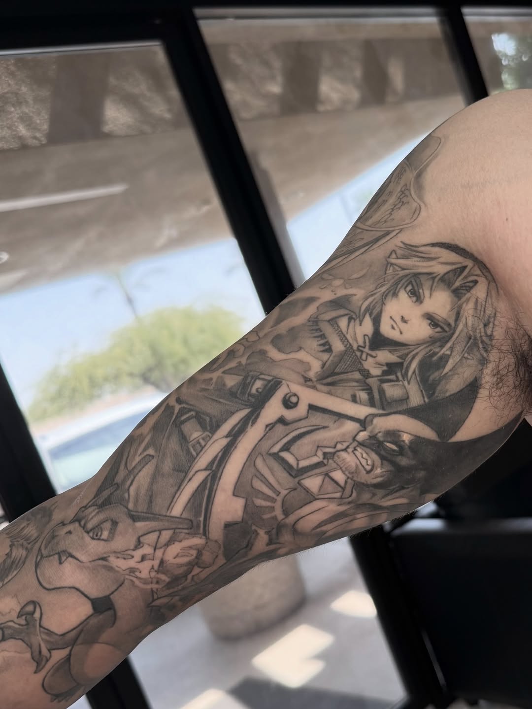 Tattoo by @nestormurrayart โ anime, black_and_grey