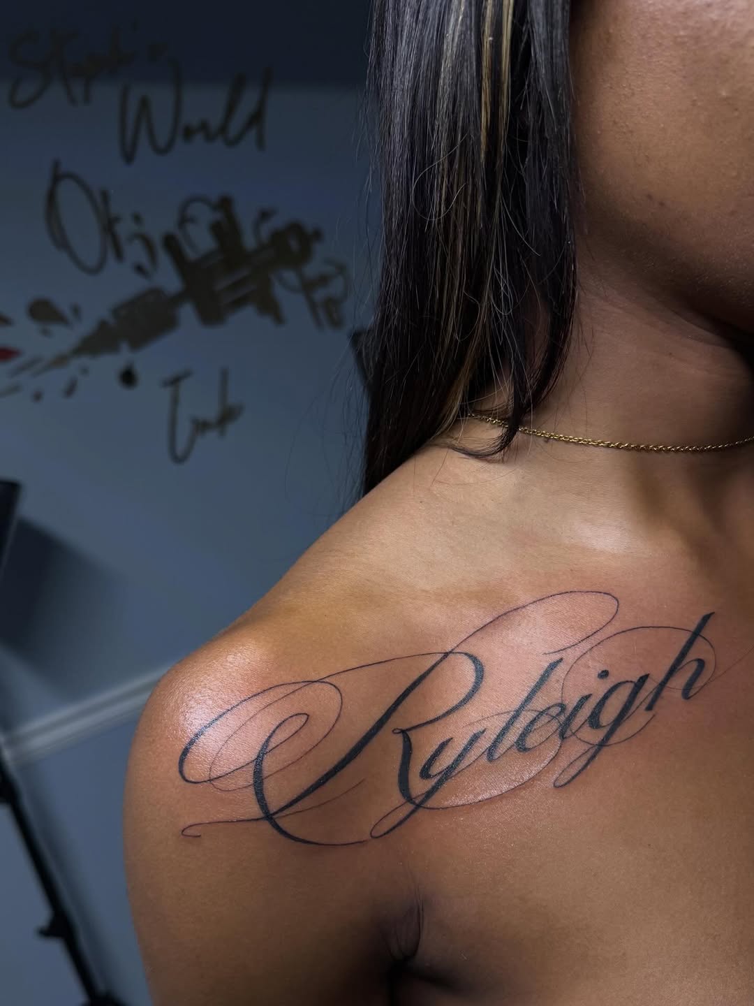 Tattoo by @stephsworldofink — lettering_script, fine_line