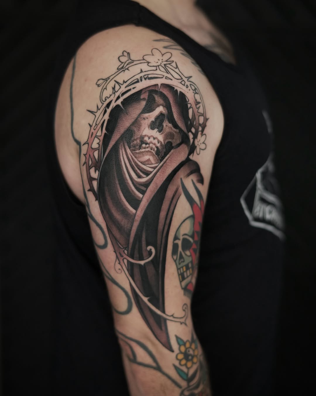Tattoo by @michaeljtattoos — dark_realism, black_and_grey