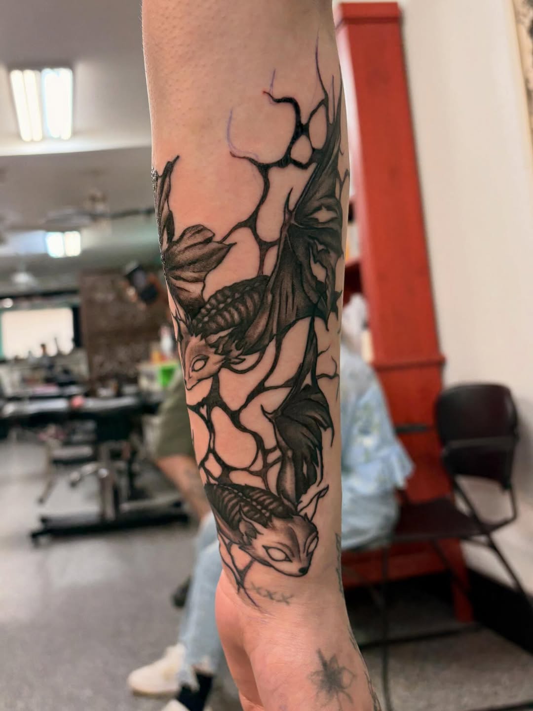 Tattoo by @jaydastarrtattoos — illustrative, black_and_grey