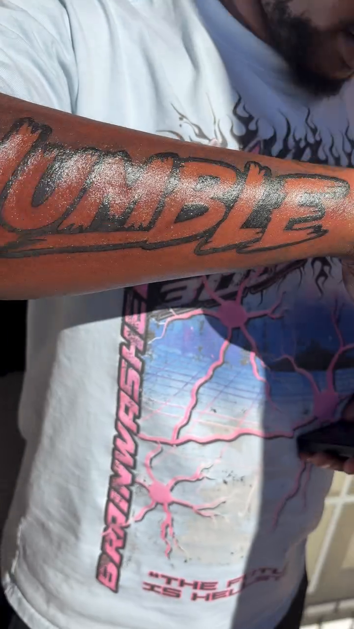Tattoo by @tattsbypressa — lettering_script, illustrative
