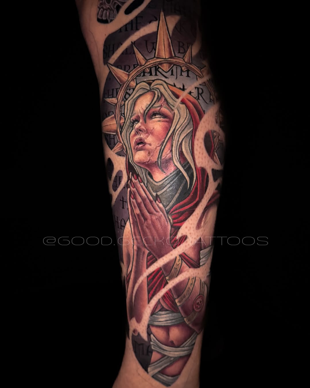 Tattoo by @good.gecko.tattoos — realism, black_and_grey