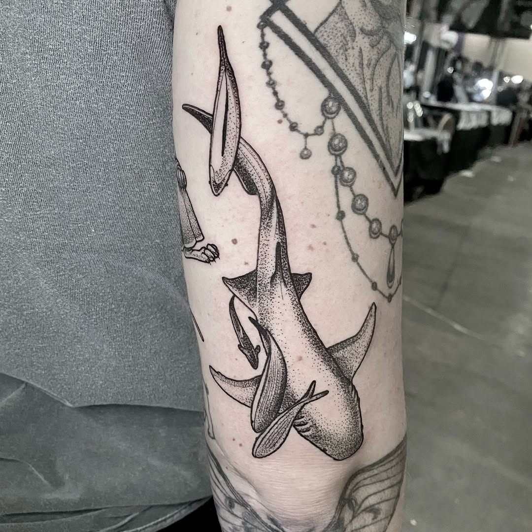 Tattoo by @therowanstarr โ black_and_grey, dotwork